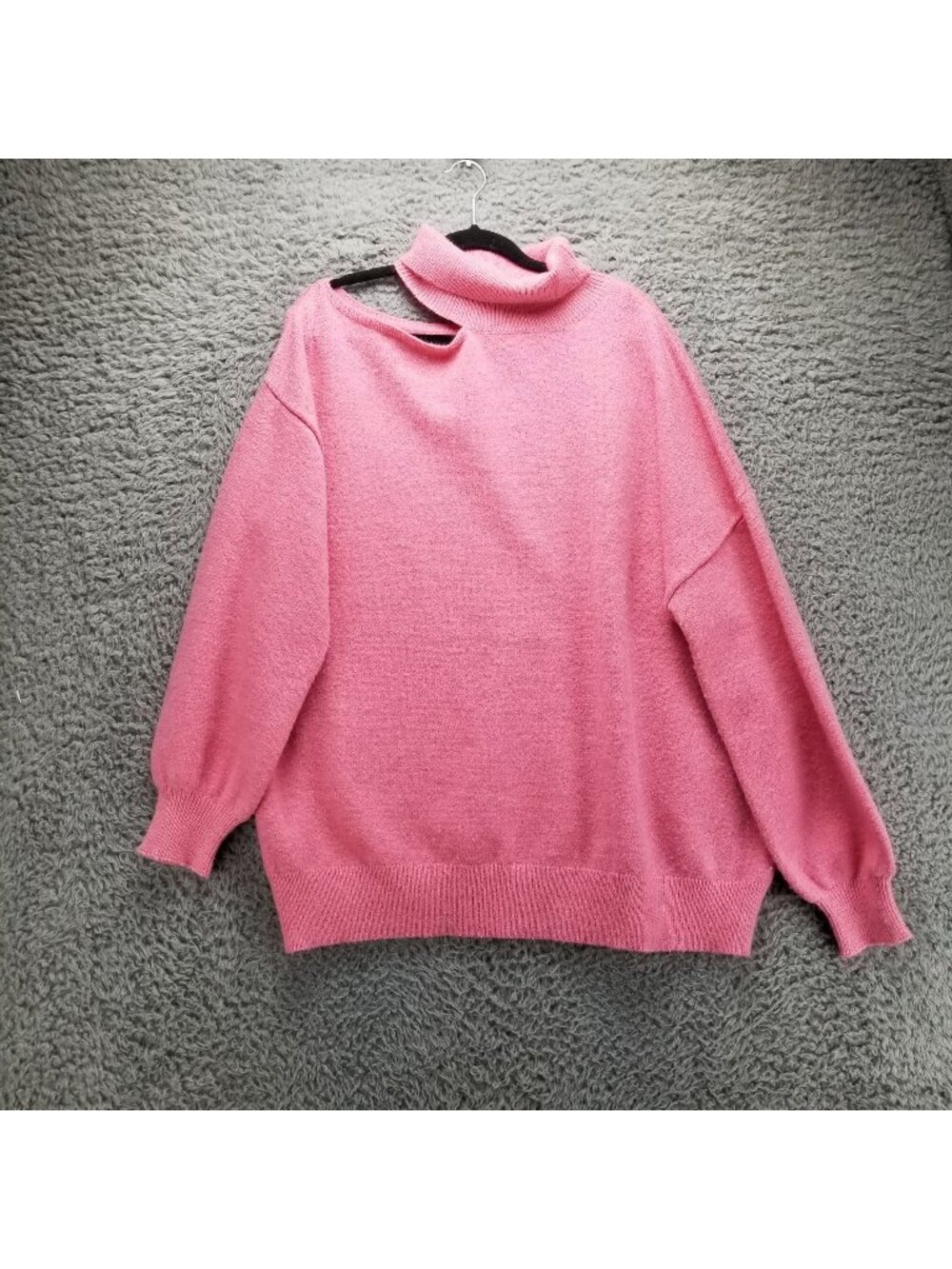 White Birch Sweater Womens 1X Pink Cold Shoulder Turtleneck Pullover